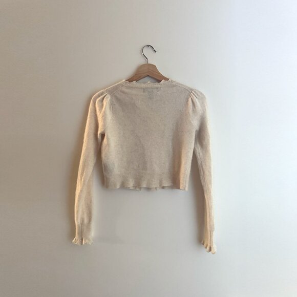 House of Harlow 1960 Cream Cashmere Cardigan – Ruffle Trim, Size XS - Picture 2 of 4
